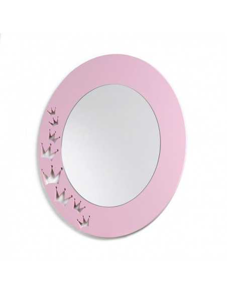 Espejo Redondo Coronas de Madera Lacada - Ideal para Decoración Infant