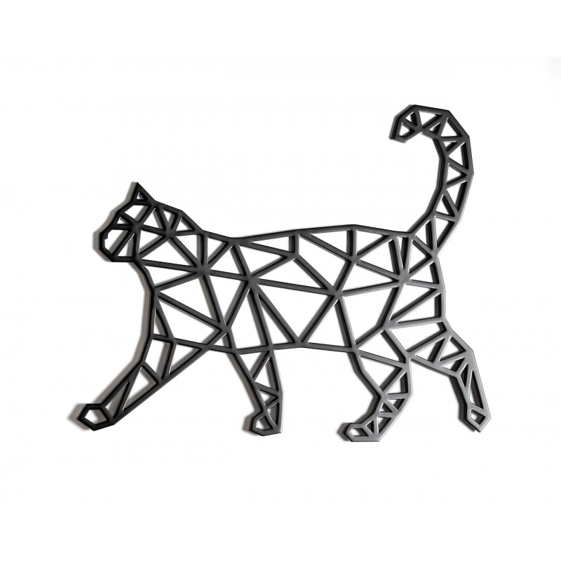 decoracion de gato negro en madera lacada