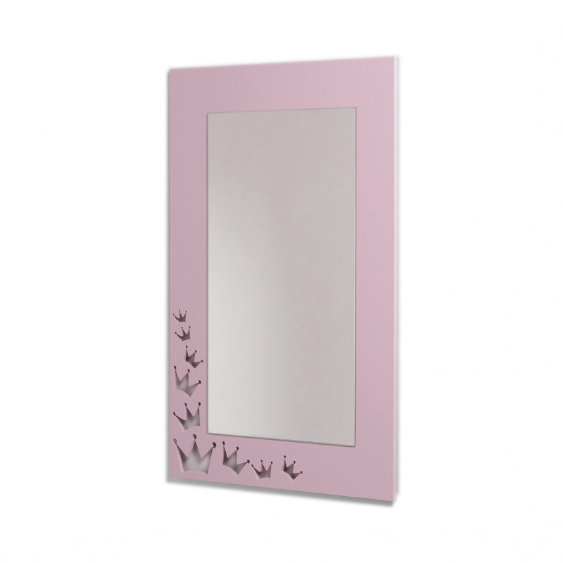 espejo de madera lacada rosado